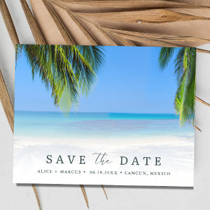 Eenvoudig strand bruiloft Save the Date Aankondigingskaart