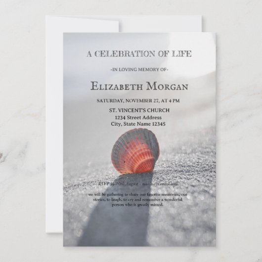 Eenvoudig strand Seashell Viering van het leven Kaart (Voorkant)