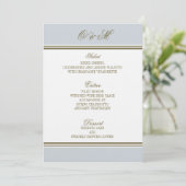 Eenvoudig Stripe French Blue Wedding Menu (Staand voorkant)