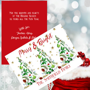 Eenvoudig, Stunning 'Merry & Bright' Drie Kerstbom Feestdagenkaart