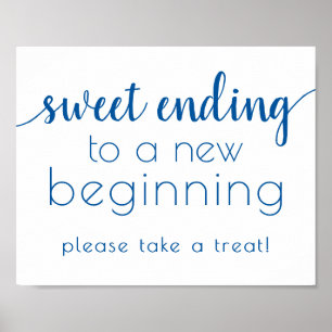 Eenvoudig Sweet Ending Nieuw Begin   Frans blauw Poster