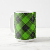 Eenvoudig tartan diagonaal patroon in donkergroen koffiemok (Voorkant links)
