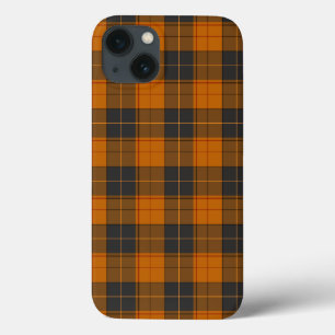 Eenvoudig tartan-patroon in donker oranje iPhone 13 hoesje
