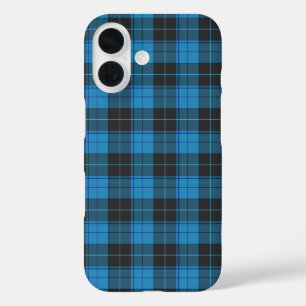 Eenvoudig tartan-patroon in donkerblauw iPhone 16 hoesje
