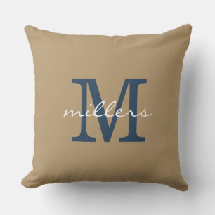 Eenvoudig Taupe-monogram Kussen