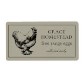 Eenvoudig Taupe Schattige Boerderij Kippeei Karton Etiket (Voorkant)