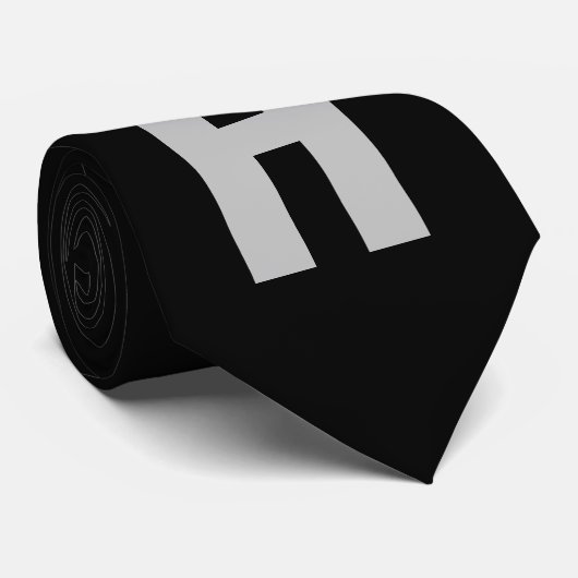 Eenvoudig te groot Monogram Initiaal zwart en grij Stropdas (Opgerold)
