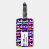 Eenvoudig te plakken kleurrijk pit bull grafisch B Bagagelabel (Achterkant verticaal)