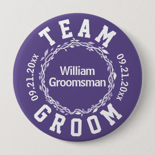 Eenvoudig team met ultraviolet huwelijk of bride ronde button 4,0 cm