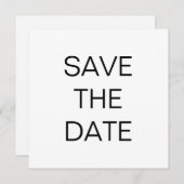 Eenvoudig tekst zwart-wit bruiloft vierkant save the date (Voorkant / Achterkant)