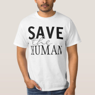 Eenvoudig tekstontwerp "BESPAAR DE MENS" T-shirt