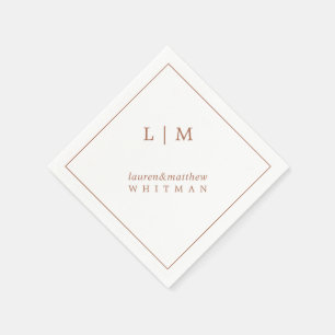 Eenvoudig Terracotta Monogram Elegante Trouwfeest Servet