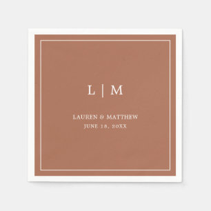 Eenvoudig Terracotta Monogram Elegante Trouwfeest Servet
