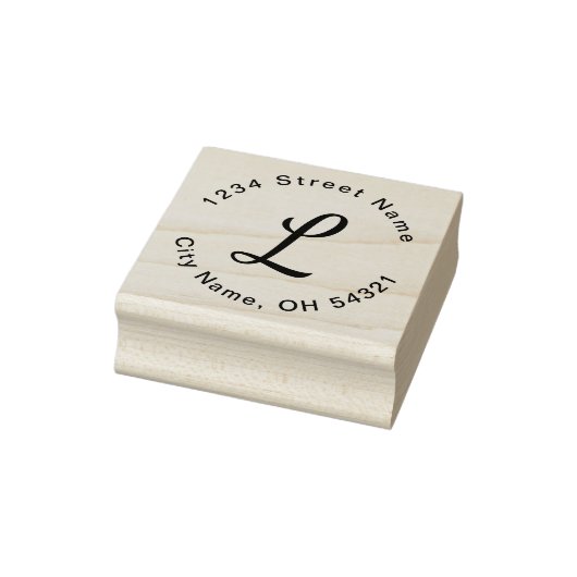 Eenvoudig terugzendadres voor Script Monogram Rubberstempel (Stempel)