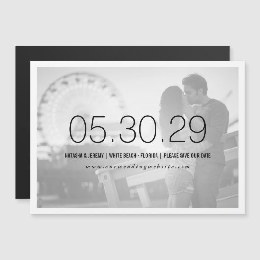 Eenvoudig Timeless Save the Date Photo Magnet Card Magnetische Uitnodiging (Voorkant / Achterkant)