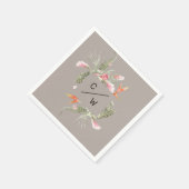 Eenvoudig Tropisch Bloemen Monogram Taup Taup Trou Servet (Hoek)