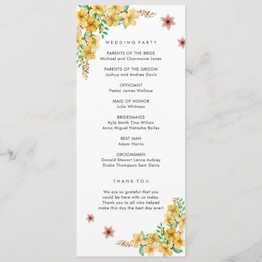 Eenvoudig trouwprogramma programma (Achterkant)