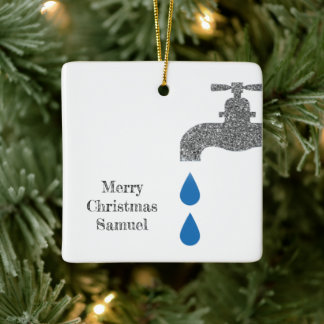Eenvoudig tulband wit kerstfeest keramisch ornament
