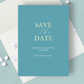 Eenvoudig Turquoise Blue bewaar de datum van het h Folie Uitnodiging