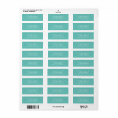 Eenvoudig Turquoise Modern Adres van de Terugkeer  Etiket (Full Sheet)