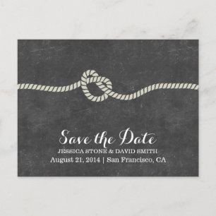 Eenvoudig Twine Knot Chalkboard Save the Date Aankondigingskaart