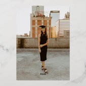 Eenvoudig typografisch Afstuderen Folie Uitnodiging (Achterkant)