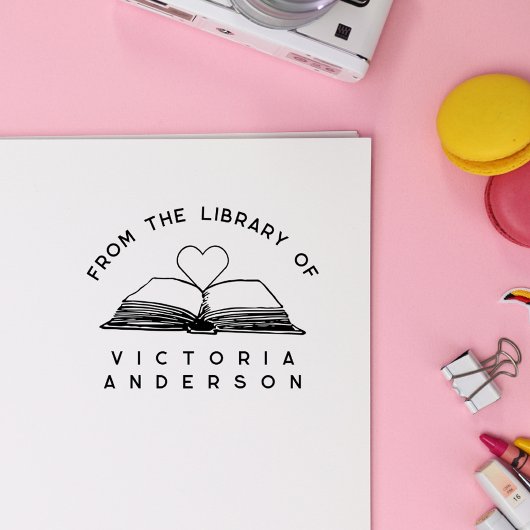 eenvoudig | Uit de bibliotheek van | Open boek Rubberstempel