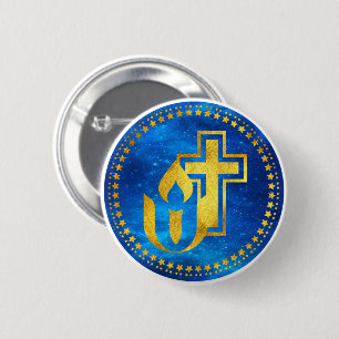 Eenvoudig universalisme en Christelijk kruis Ronde Button 5,7 Cm