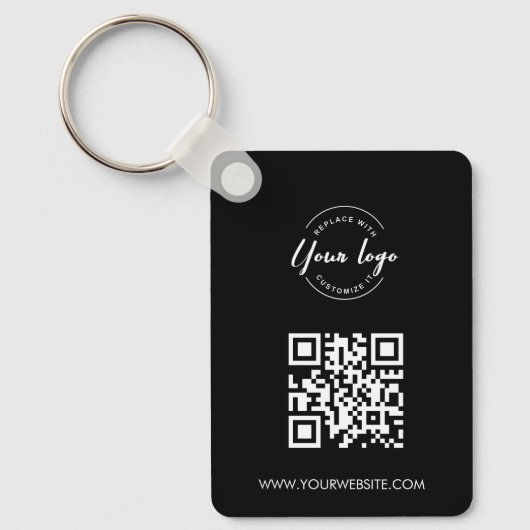Eenvoudig Uw Logo- en QR-code gaat hier Aangepast Sleutelhanger (Voorkant)