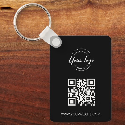 Eenvoudig Uw Logo- en QR-code gaat hier Aangepast Sleutelhanger (Voorkant)