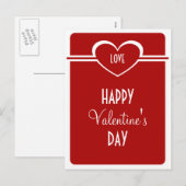 Eenvoudig Valentijnsdag Briefkaart, diep rood Feestdagenkaart (Voorkant / Achterkant)