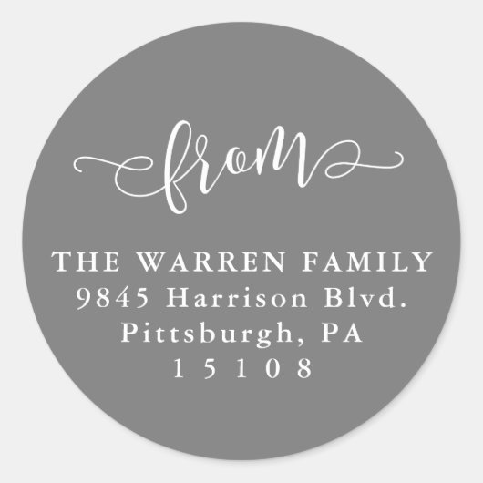Eenvoudig van leigrijs retouradres sticker (Voorkant)