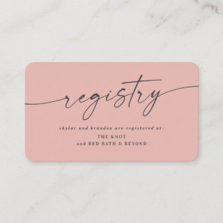 Eenvoudig, vast, Blush Pink Colour Wedding Registr Informatiekaartje