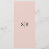 Eenvoudig, vast kleurenlicht pasteel, roze bruilof menu (Achterkant)