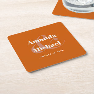 Eenvoudig verbrand Oranje modern minimalistisch hu Vierkante Kartonnen Onderzetter