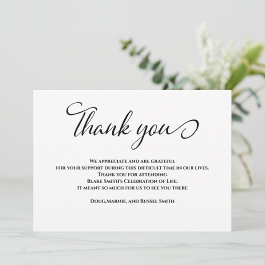 Eenvoudig verdriet Begrafenissympathie Dank u Bedankkaart (Staand voorkant)