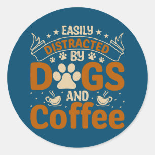 Eenvoudig verstoord door honden en koffie-cowgirl ronde sticker