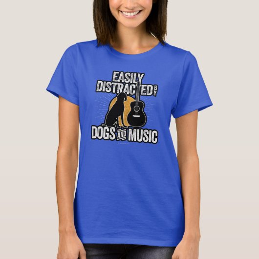 Eenvoudig verstoord door Honden en Muziek T-Shirt (Voorkant)