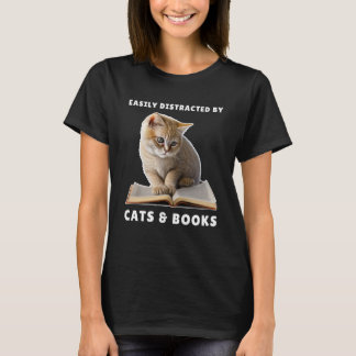 Eenvoudig verstoord door Katten en Boeken Kat Book T-shirt