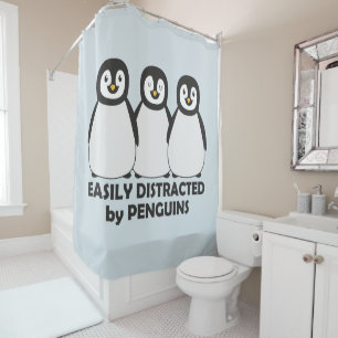 Eenvoudig verstoord door pinguïns douchegordijn