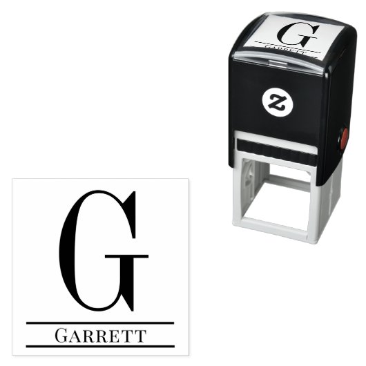 Eenvoudig Vet Enig Initiaal Monogram Naam #3 Zelfinktende Stempel (In situ)