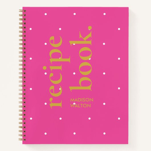 Eenvoudig vet schattig hot roze polka dot naam rec notitieboek (Voorkant)