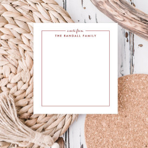 Eenvoudig vierkant baksteen rood gepersonaliseerd notitieblok