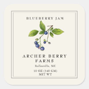 Eenvoudig Vintage Blauwebesjam Pot Label