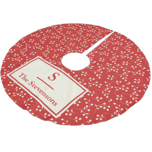 Eenvoudig Vintage Rode Botanische Patroon Monogram Kerstboom Rok