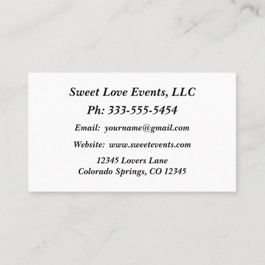 Eenvoudig Visitekaartje voor zwarte en witte bruil (Achterkant)