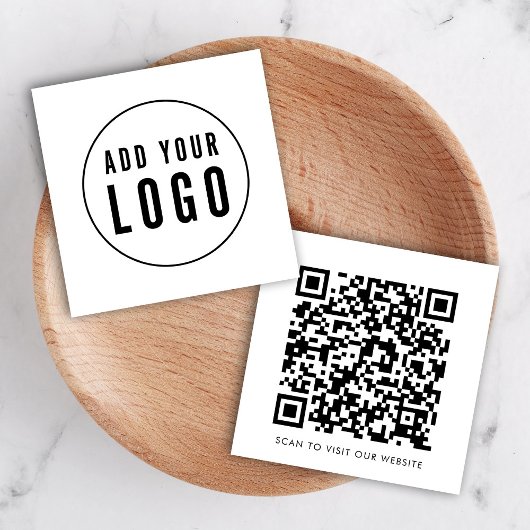 Eenvoudig voeg Uw Logo en QR Code Editable Kleur t Vierkante Visitekaartje