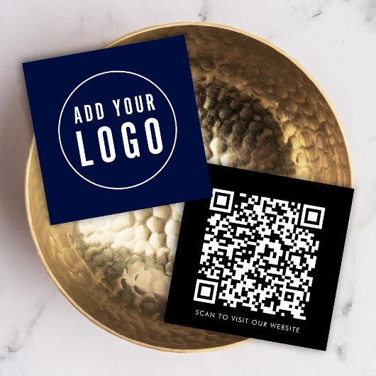 Eenvoudig voeg Uw Logo en QR Code Editable Kleur t Vierkante Visitekaartje
