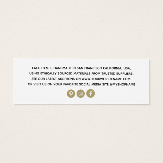 Eenvoudig voeg uw Logo witte label met kledingprij Mini Visitekaartjes (Achterkant)