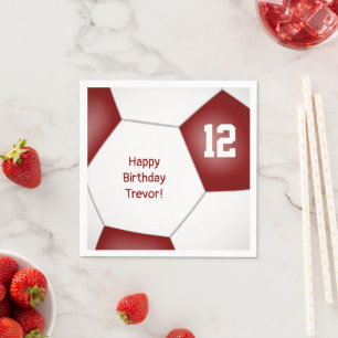 Eenvoudig voetbal Meisjes Verjaardag Maroon Servet